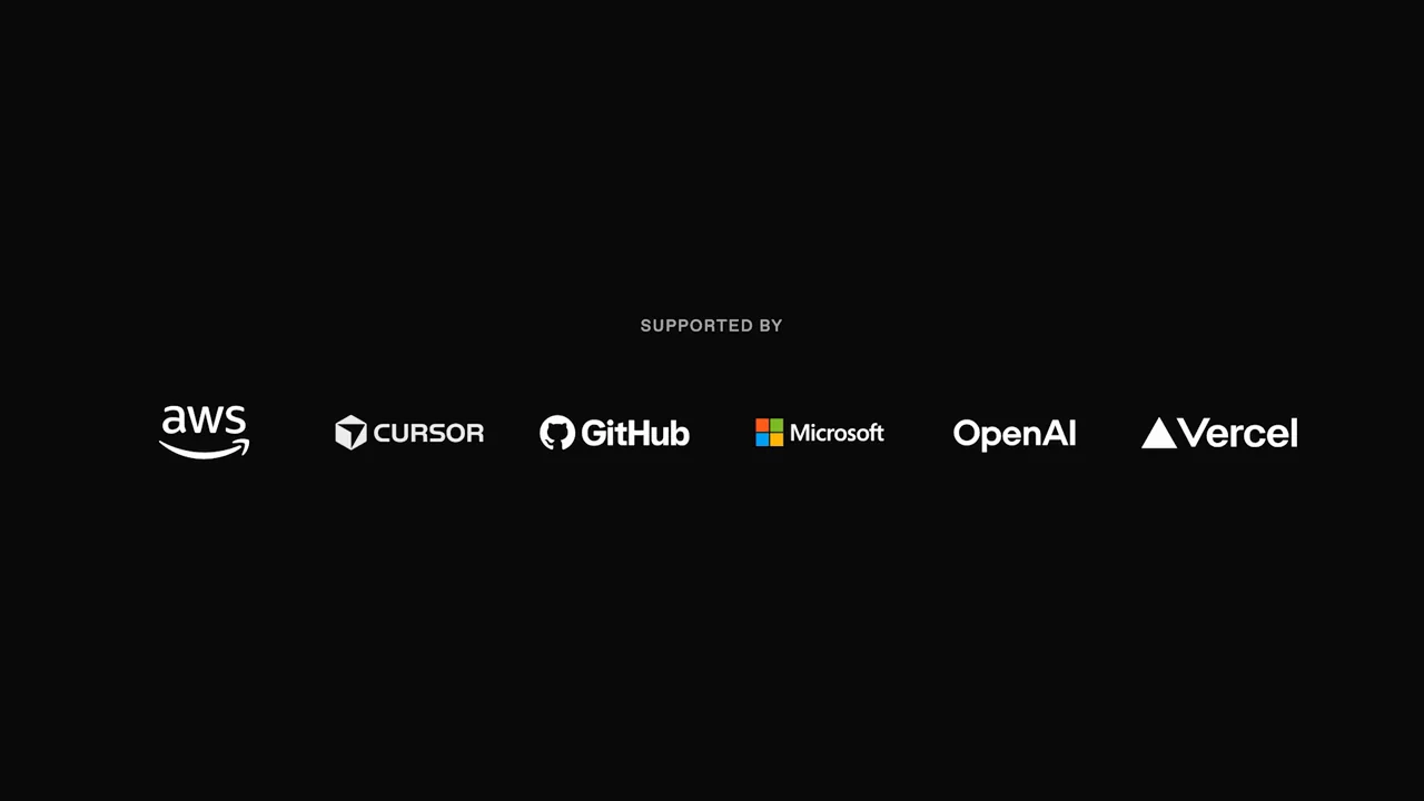A row of supporting organization marks occupies the black field.