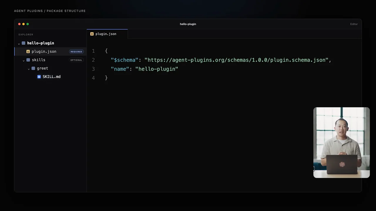 A skills folder and its file become visible beside the manifest.