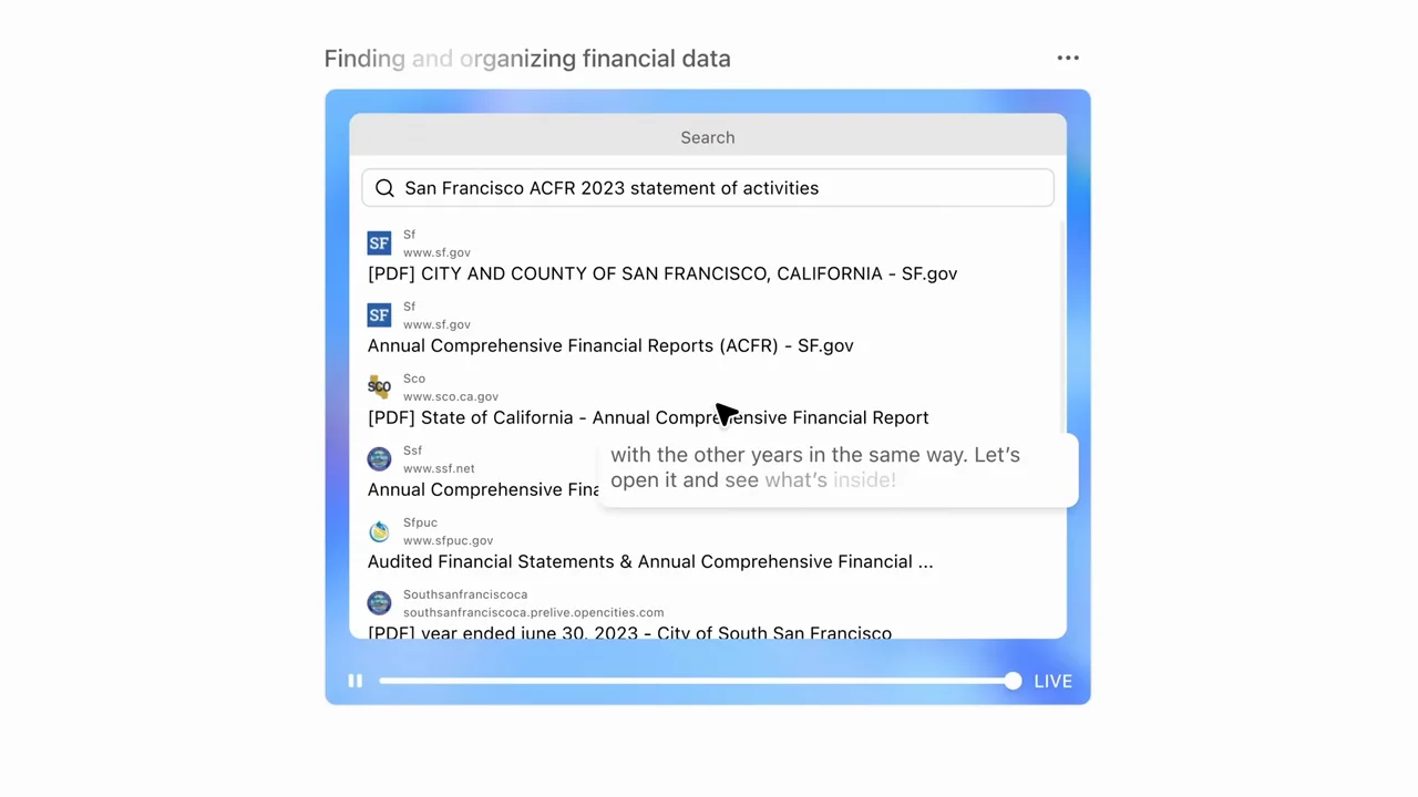 Human coverage alternates with search status and a document in a browser.