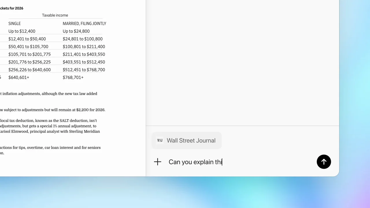 Coursework and an article appear in successive contextual prompts.