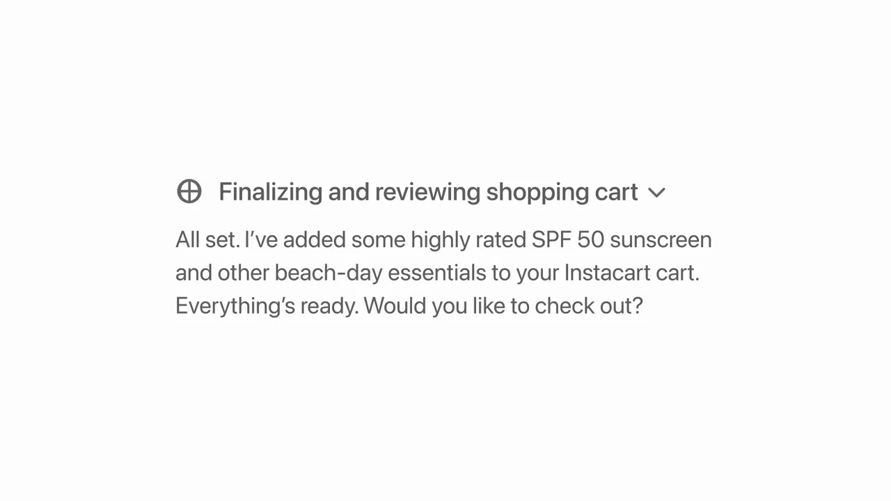 A completion message summarizes the prepared cart.