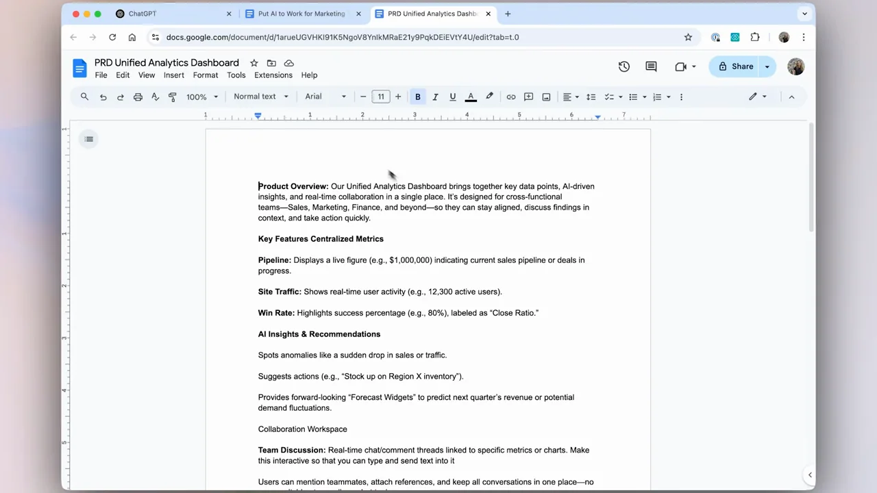 A file picker and source document establish the specification.
