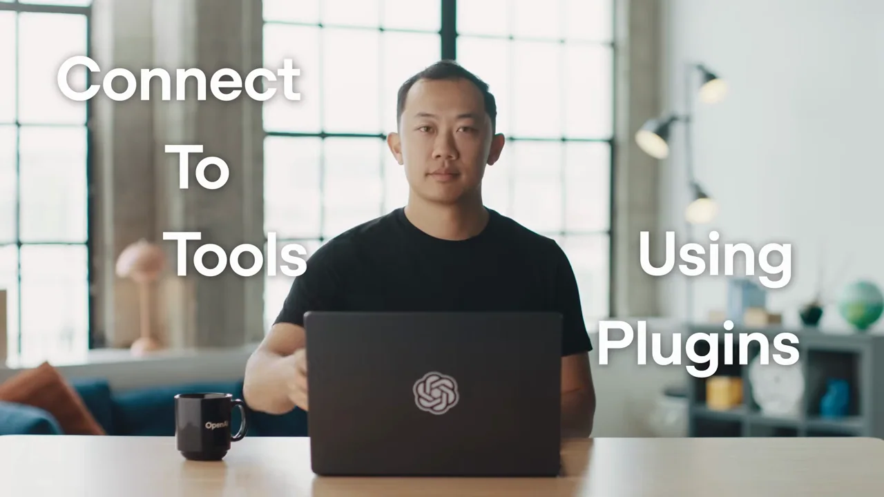 A seated presenter is overlaid with a tools-and-plugins title.