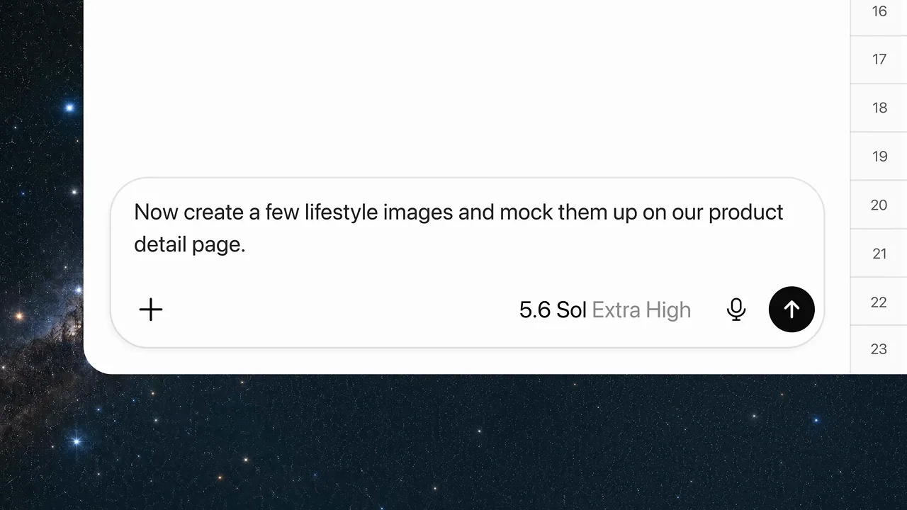 A follow-up asks for visual assets within the same project.