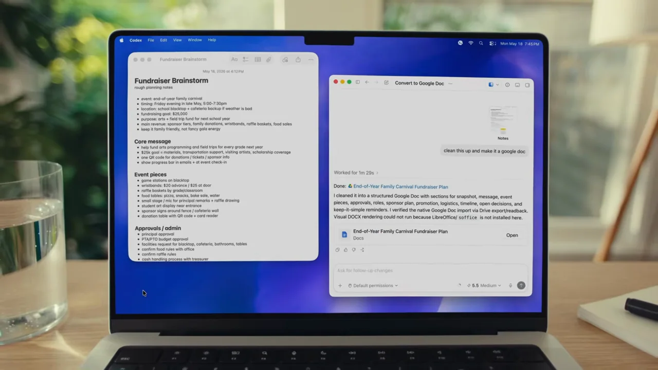 Further outputs return to the physical laptop view.