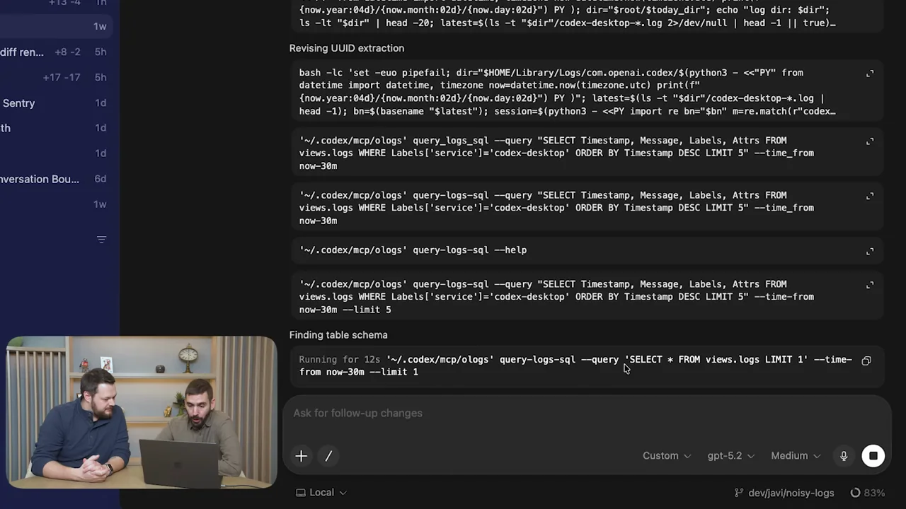 Representative frame from Codex checks its work for you