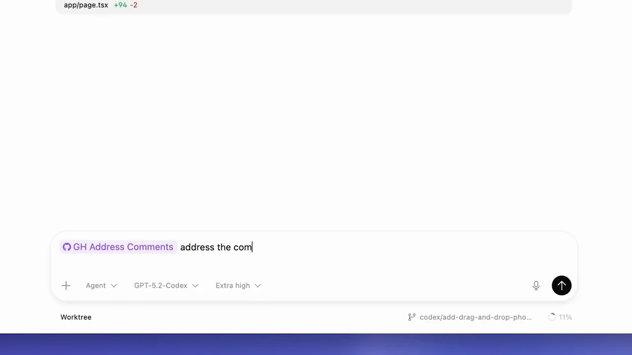 A selected skill appears in the prompt and produces activity.