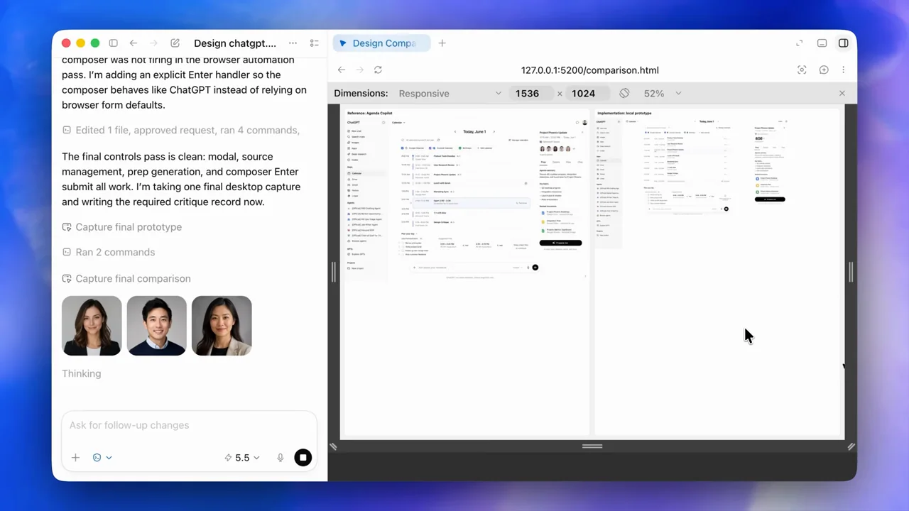 A design image is opened alongside the prototype workflow.