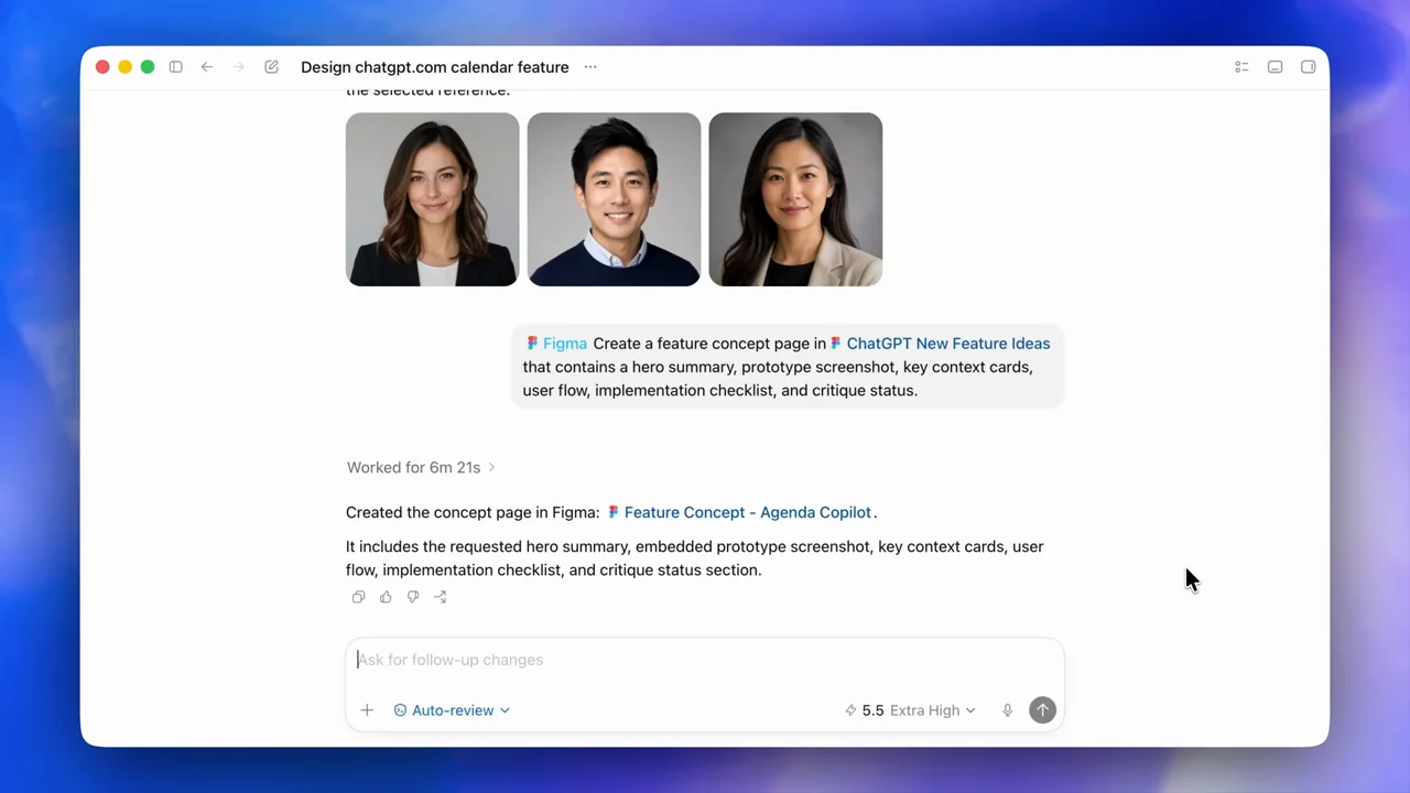 The response describes the requested design-file content.