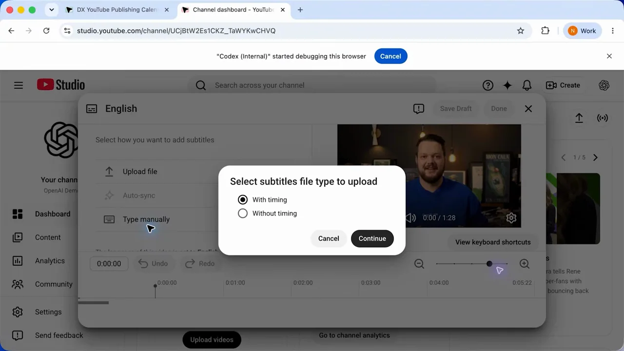 A file picker leads to the subtitle import options.