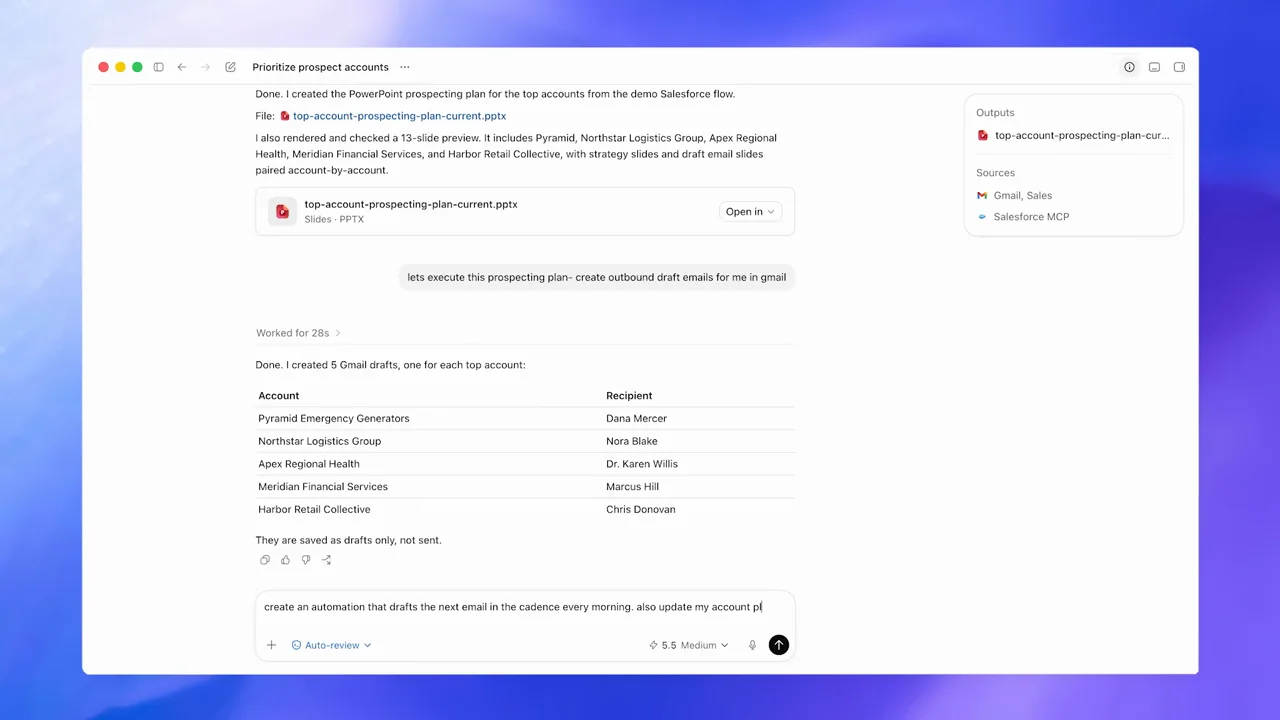 The conversation returns and a longer scheduling request is composed.