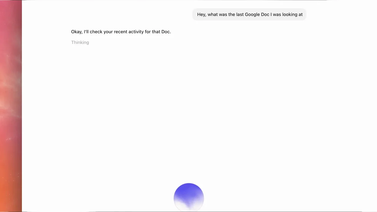 A voice-enabled conversation asks about a recently viewed document.