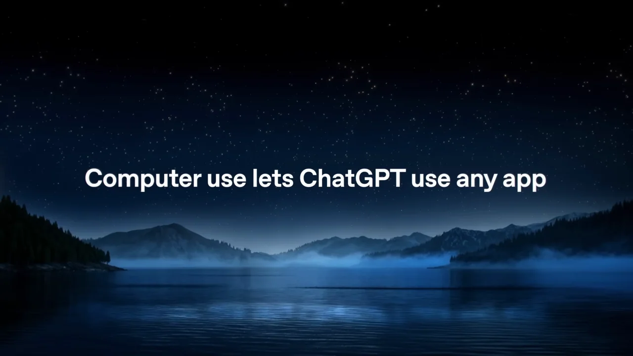 A computer-use statement appears over a night landscape.