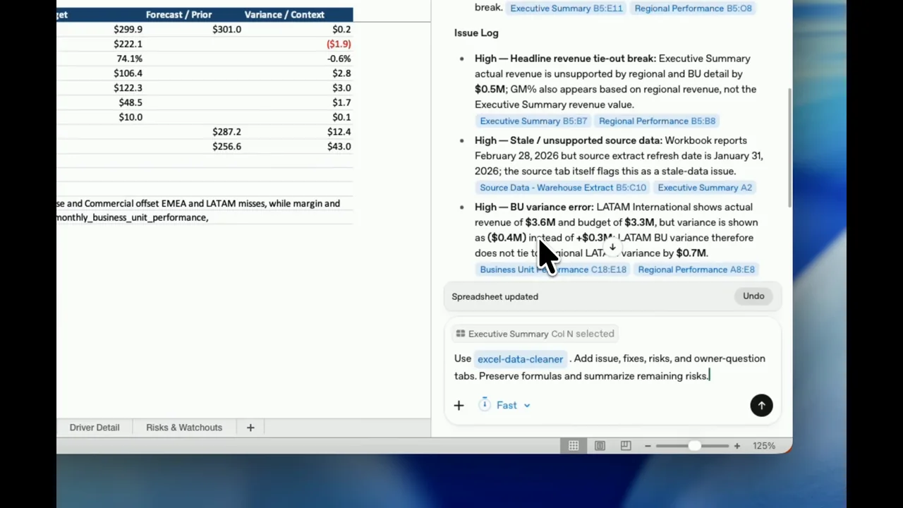Representative frame from Update and audit a finance model in Excel with ChatGPT