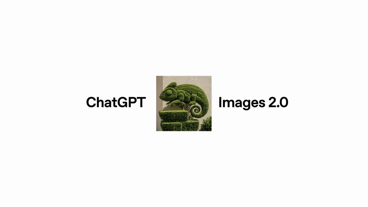 A small chameleon image sits between product-name text on white.