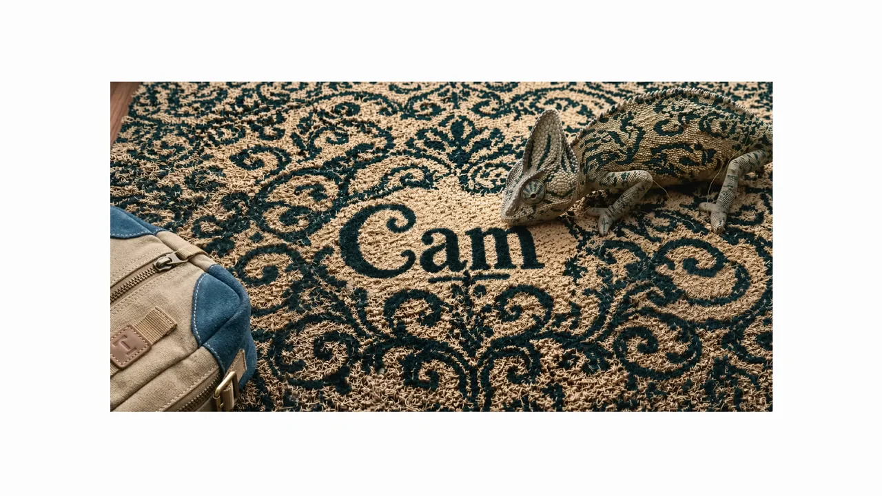 Clock, mat, and transparent green object examples retain the chameleon theme.