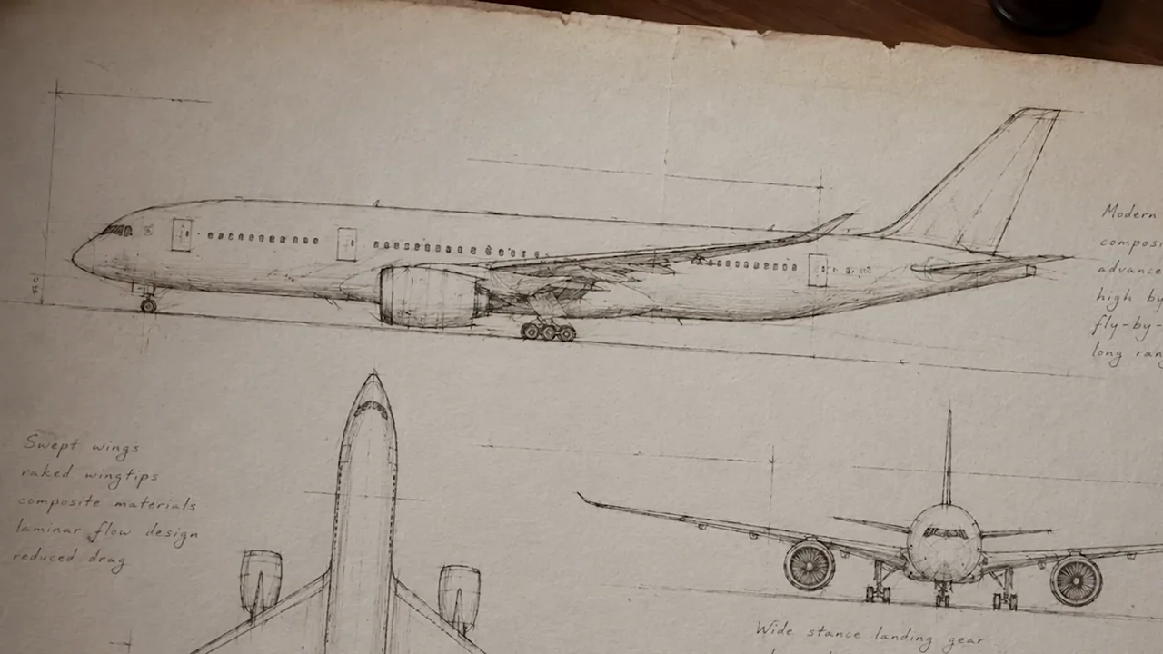 Notebook geometry and aircraft studies are shown.