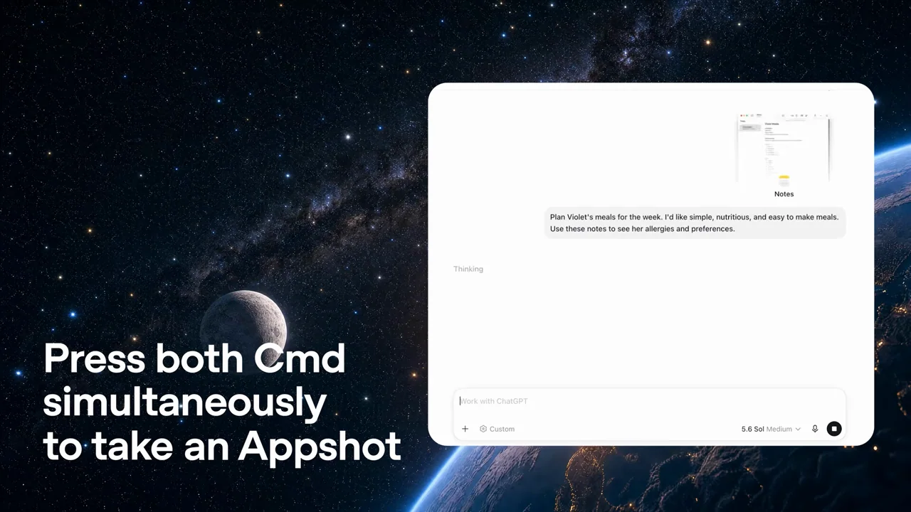 A screen-context attachment appears with an overlaid keyboard instruction.