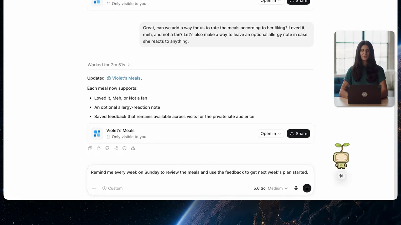 The conversation asks for a recurring review of the saved feedback.