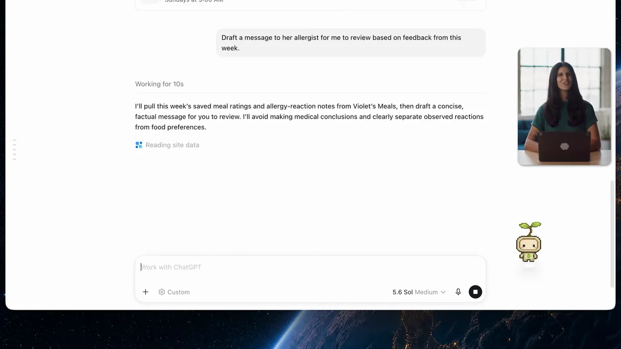 A follow-up asks for a message based on recorded feedback.