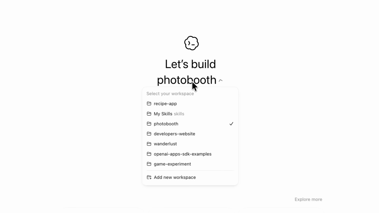 Workspace menu