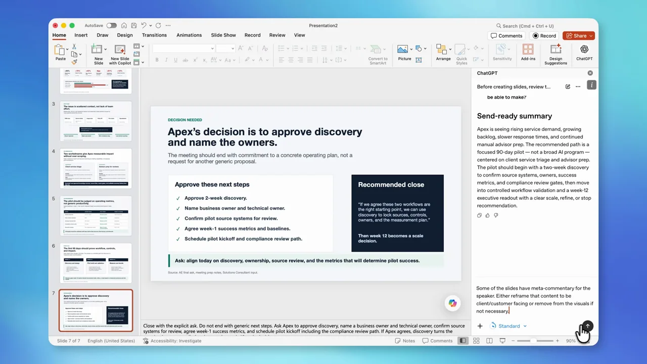 Several content slides are selected from the thumbnail rail.