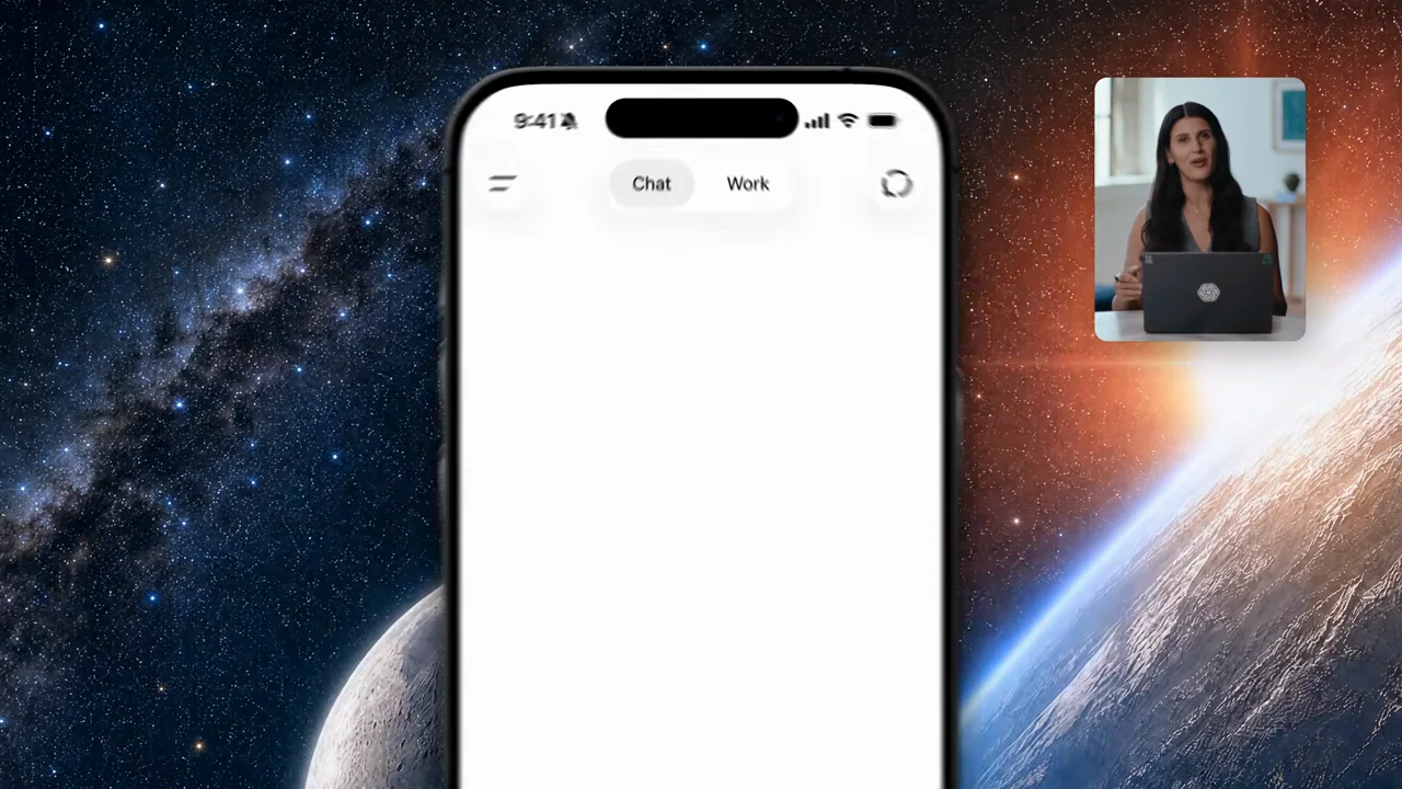 Brief desktop and mobile views show the app's work entry point.