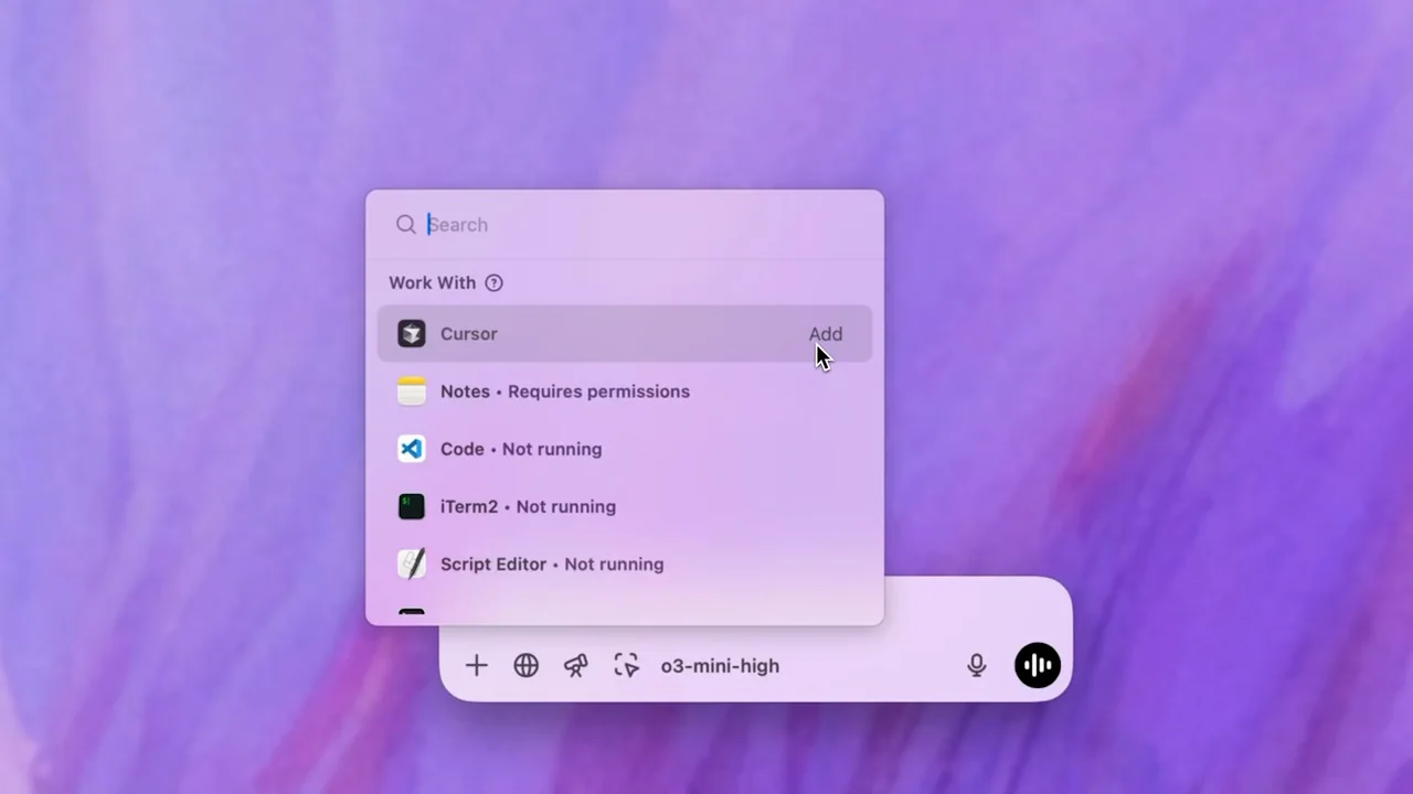A compact assistant and app picker sit over the desktop.