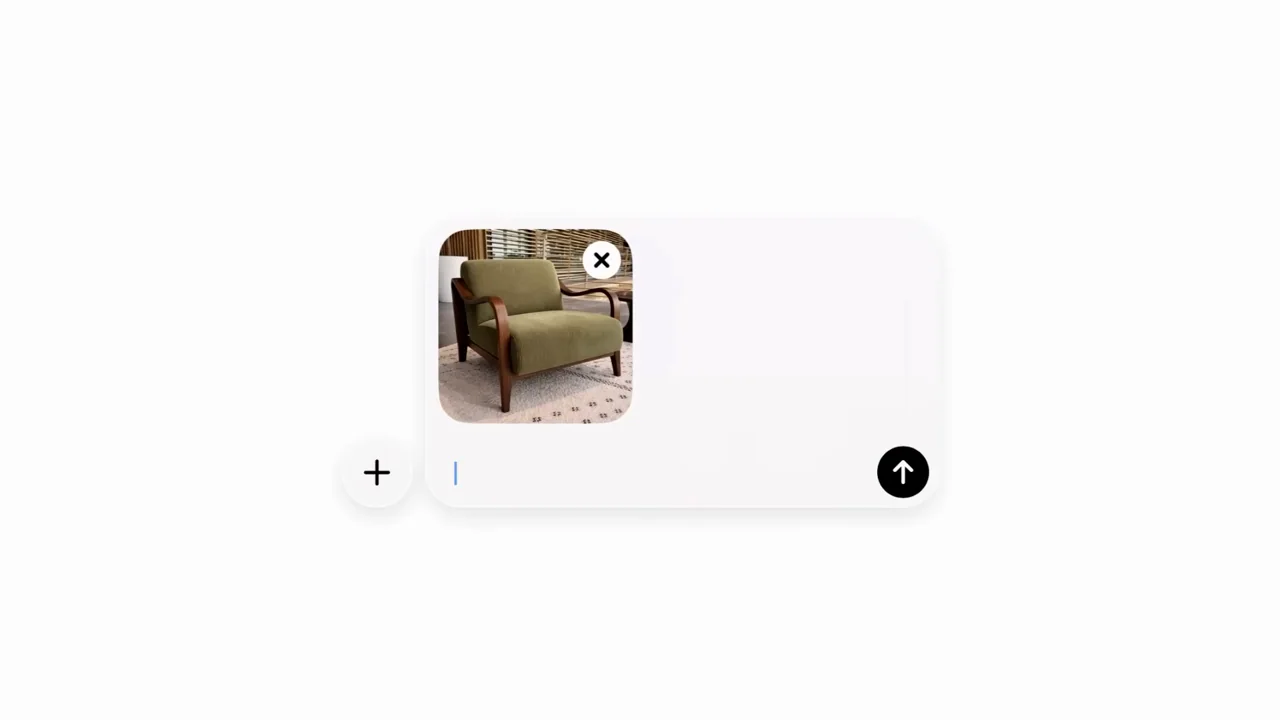 A floating composer receives a chair photo.