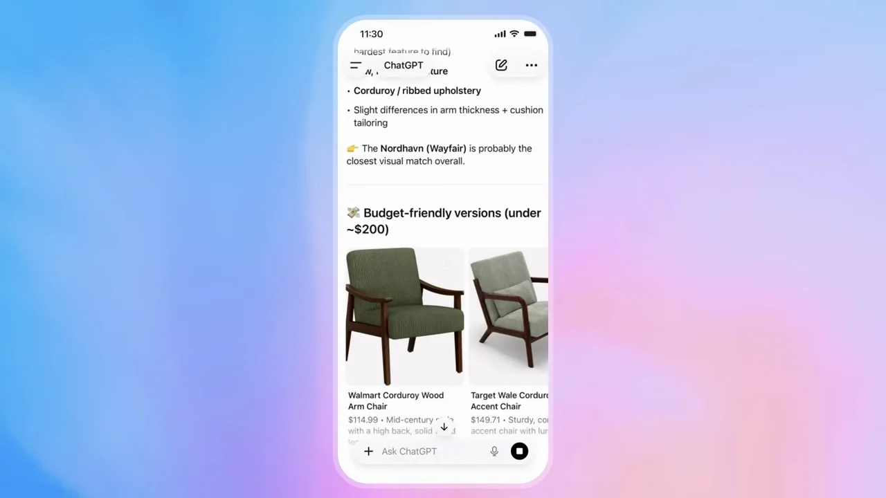 A follow-up leads to a tighter set of chair suggestions.