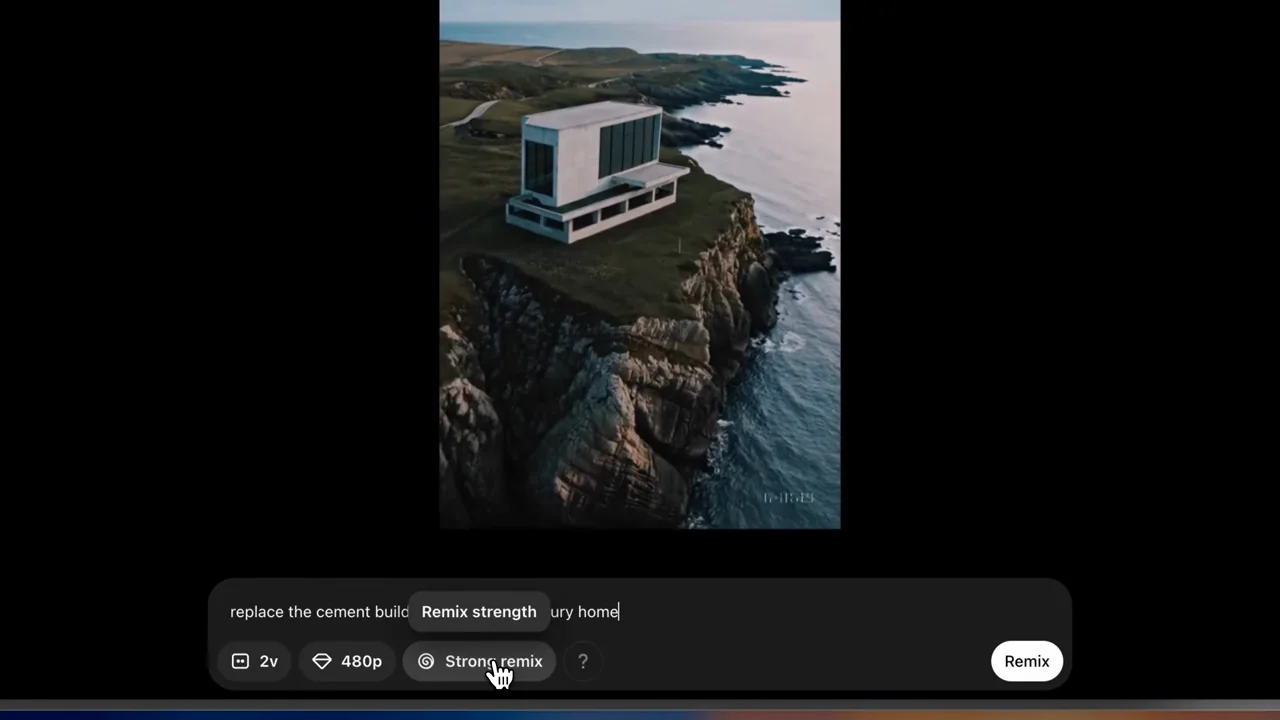 The view widens to include the clip and remix settings.