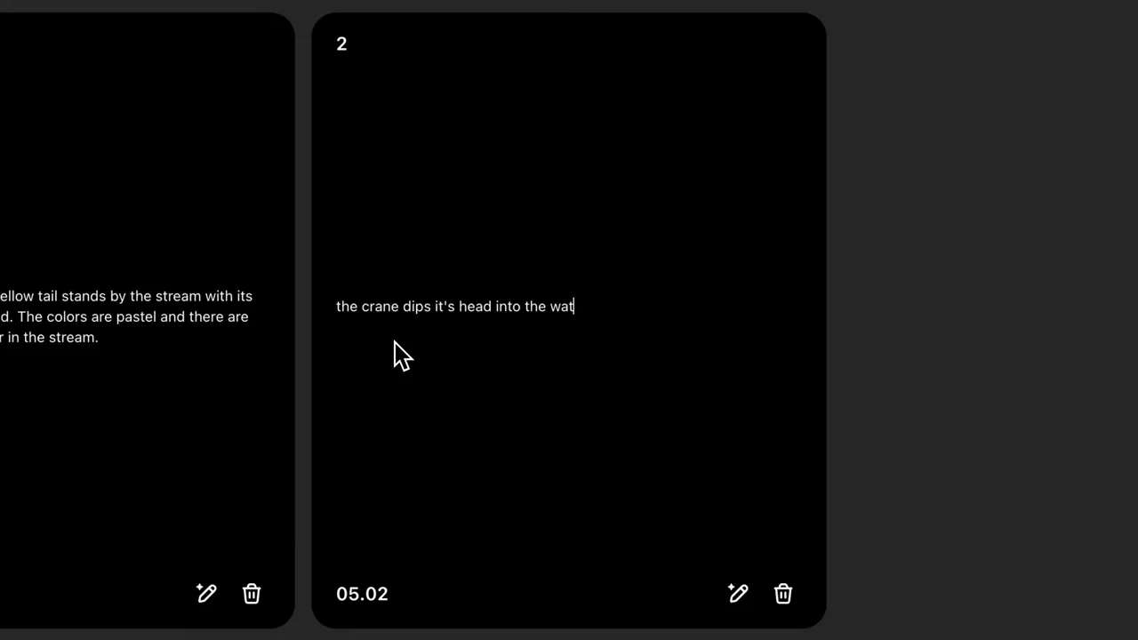 A second text card appears beside the first at a later time.