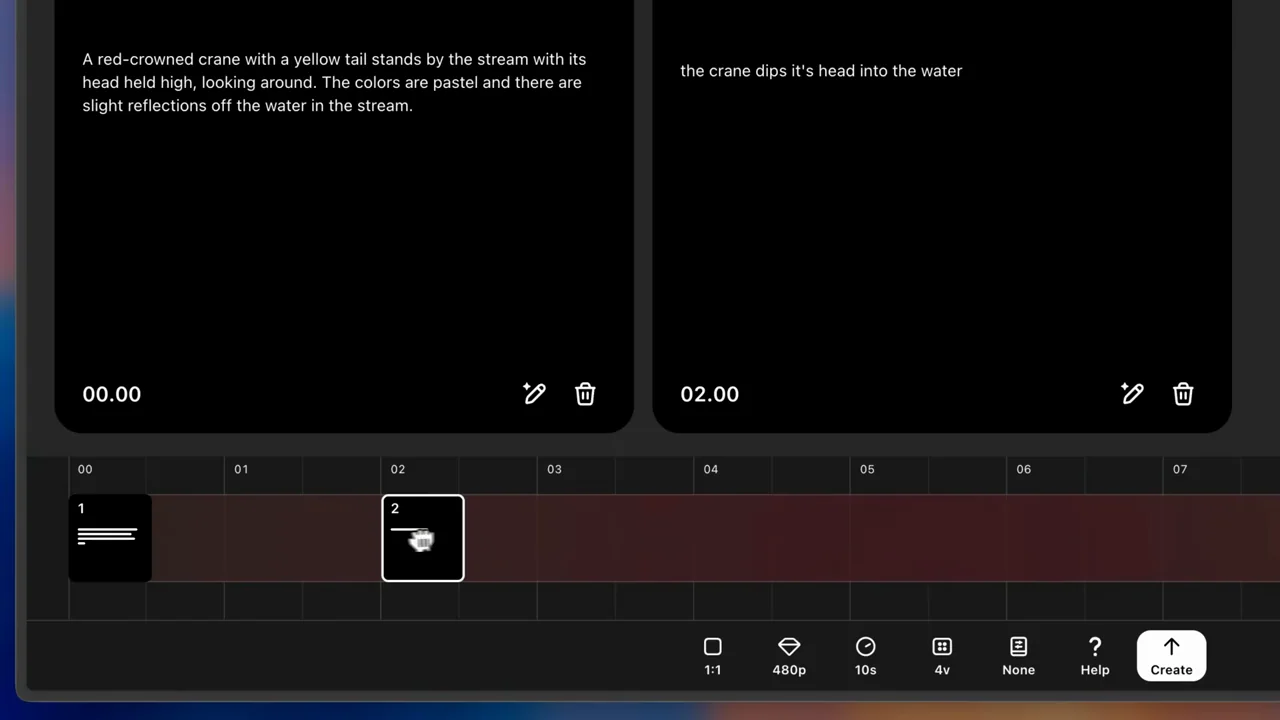 The cards stay visible while their timeline positions are adjusted.