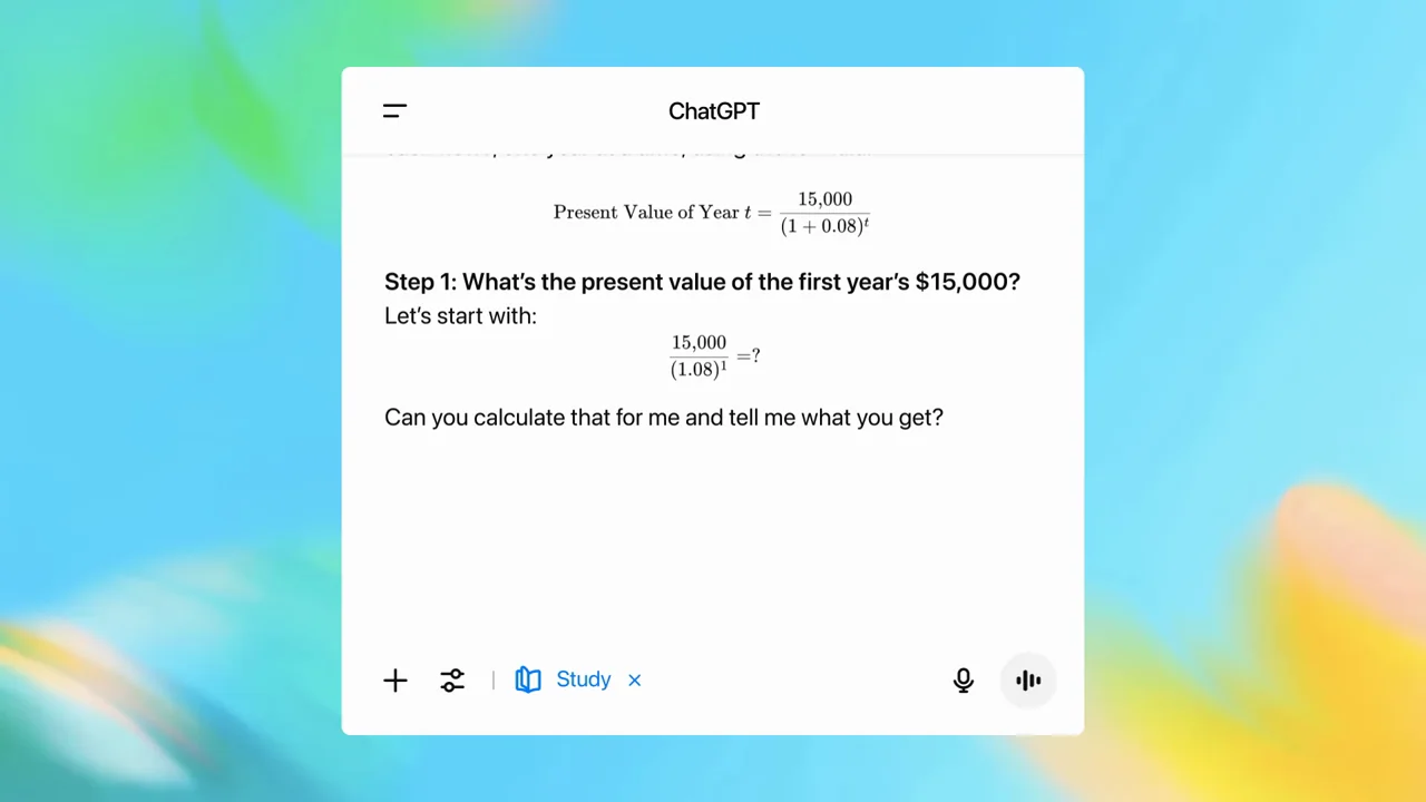 A follow-up leads to a single calculation step and question.