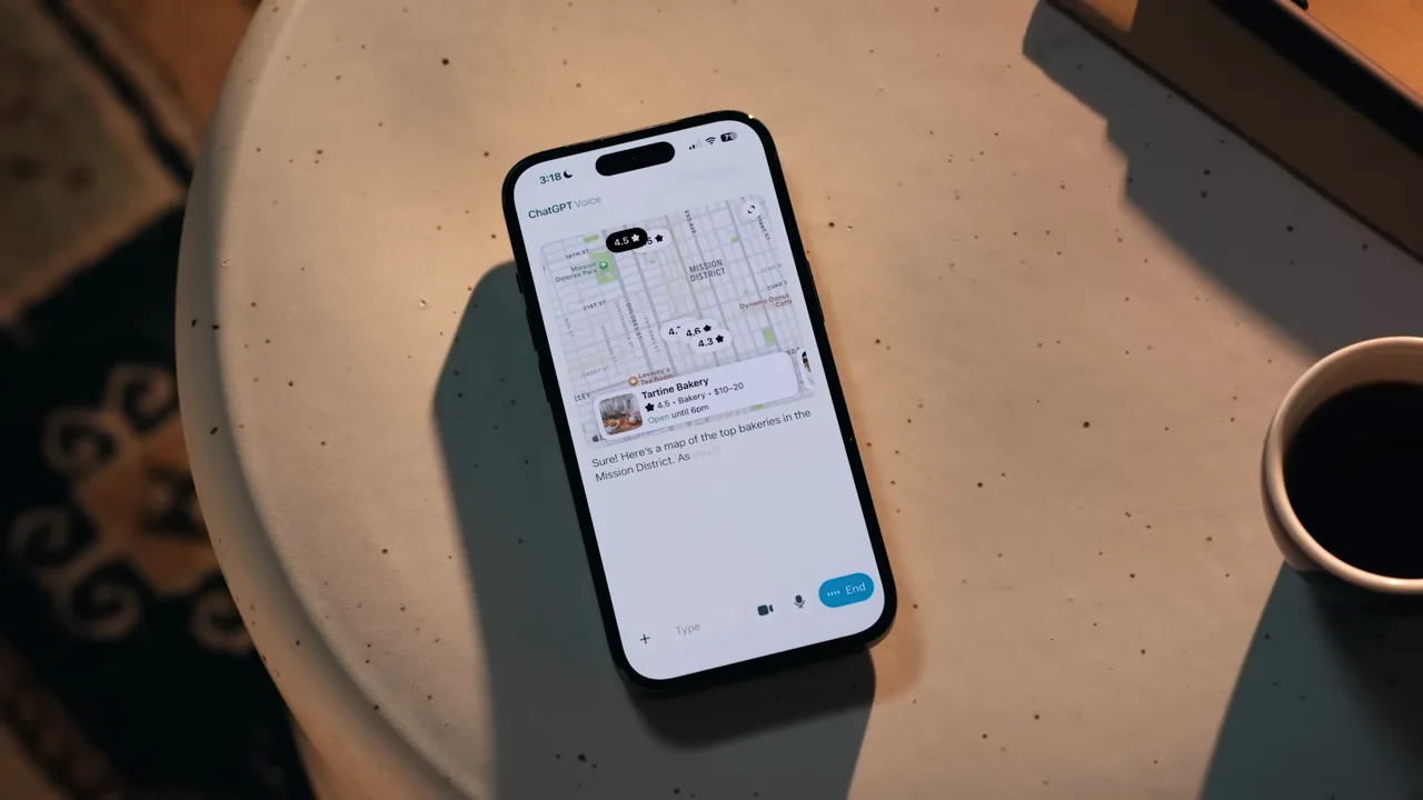 A map and location card appear on the same phone.