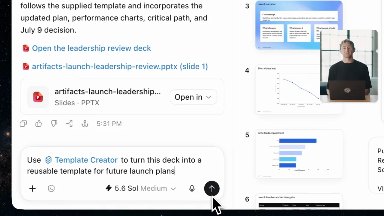 A follow-up asks to turn the completed deck into a template.