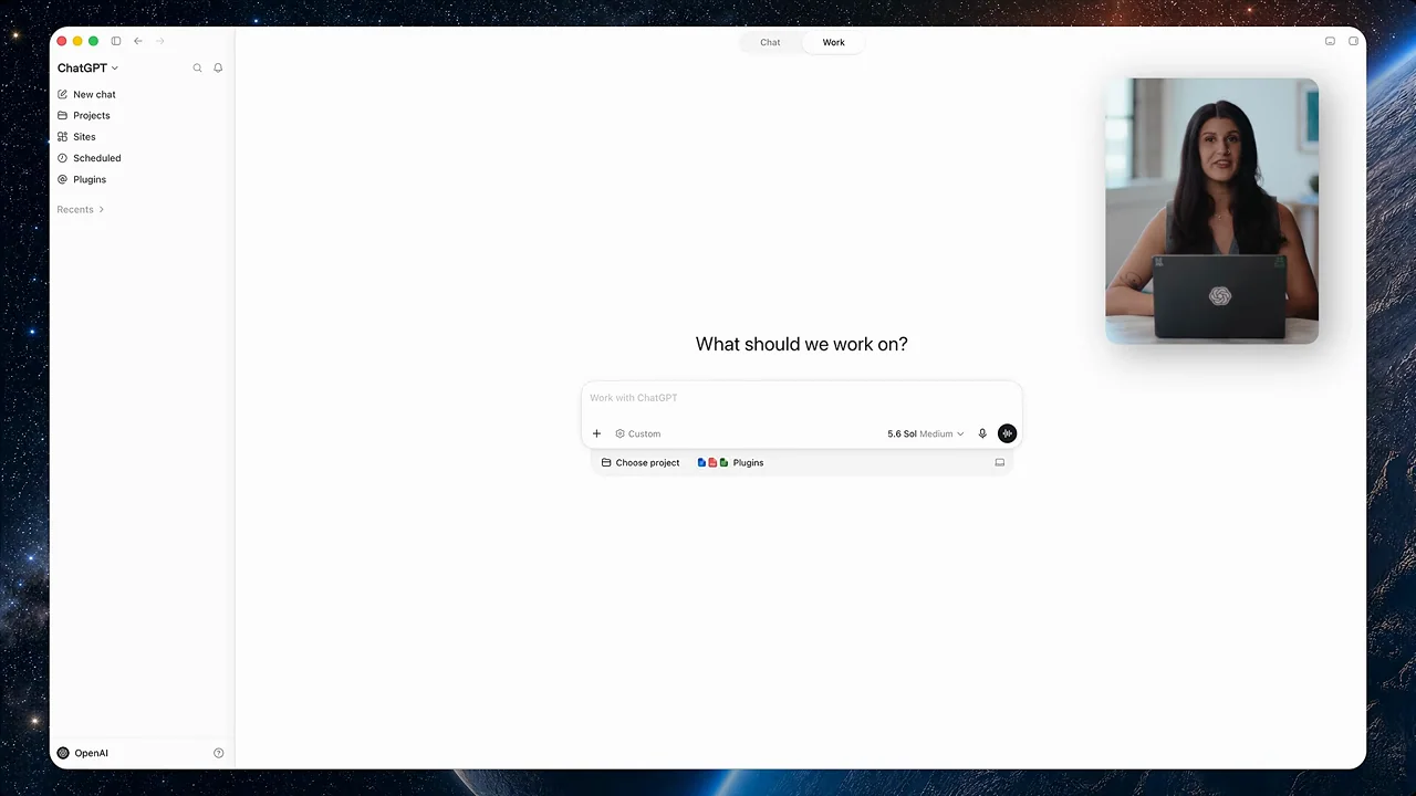 The desktop work composer is established.