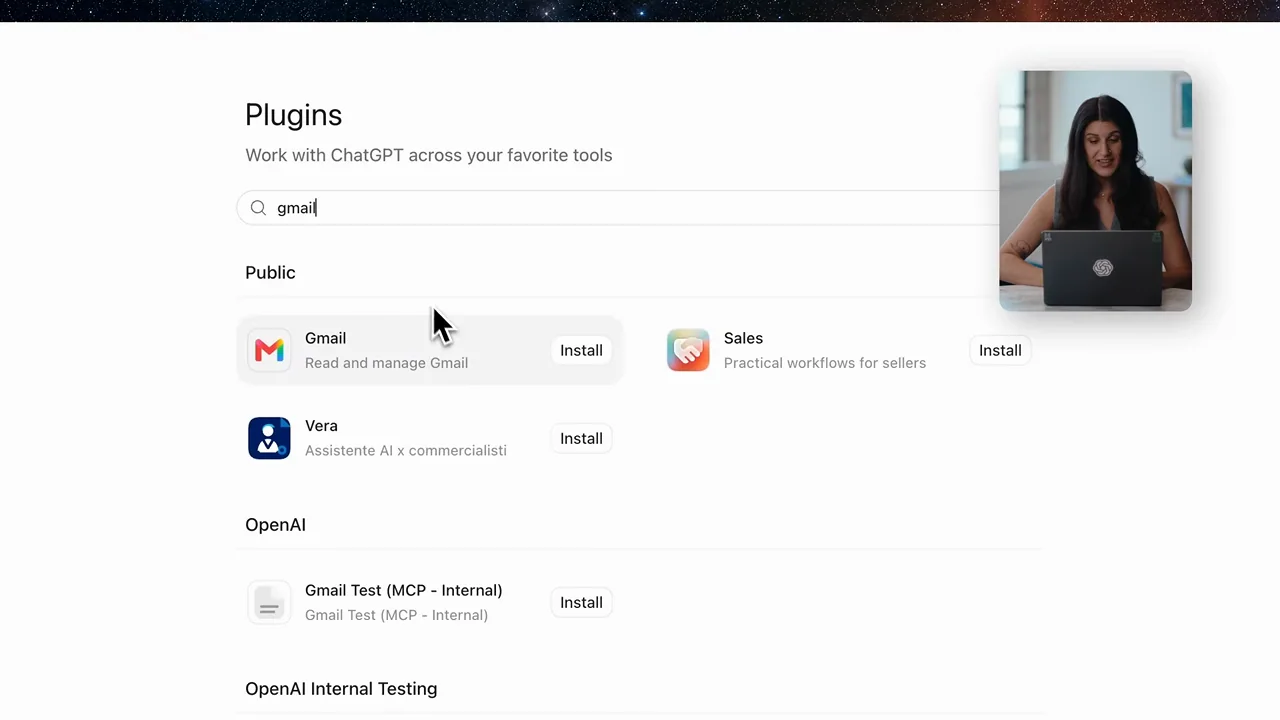 The catalog is searched for a mail integration.