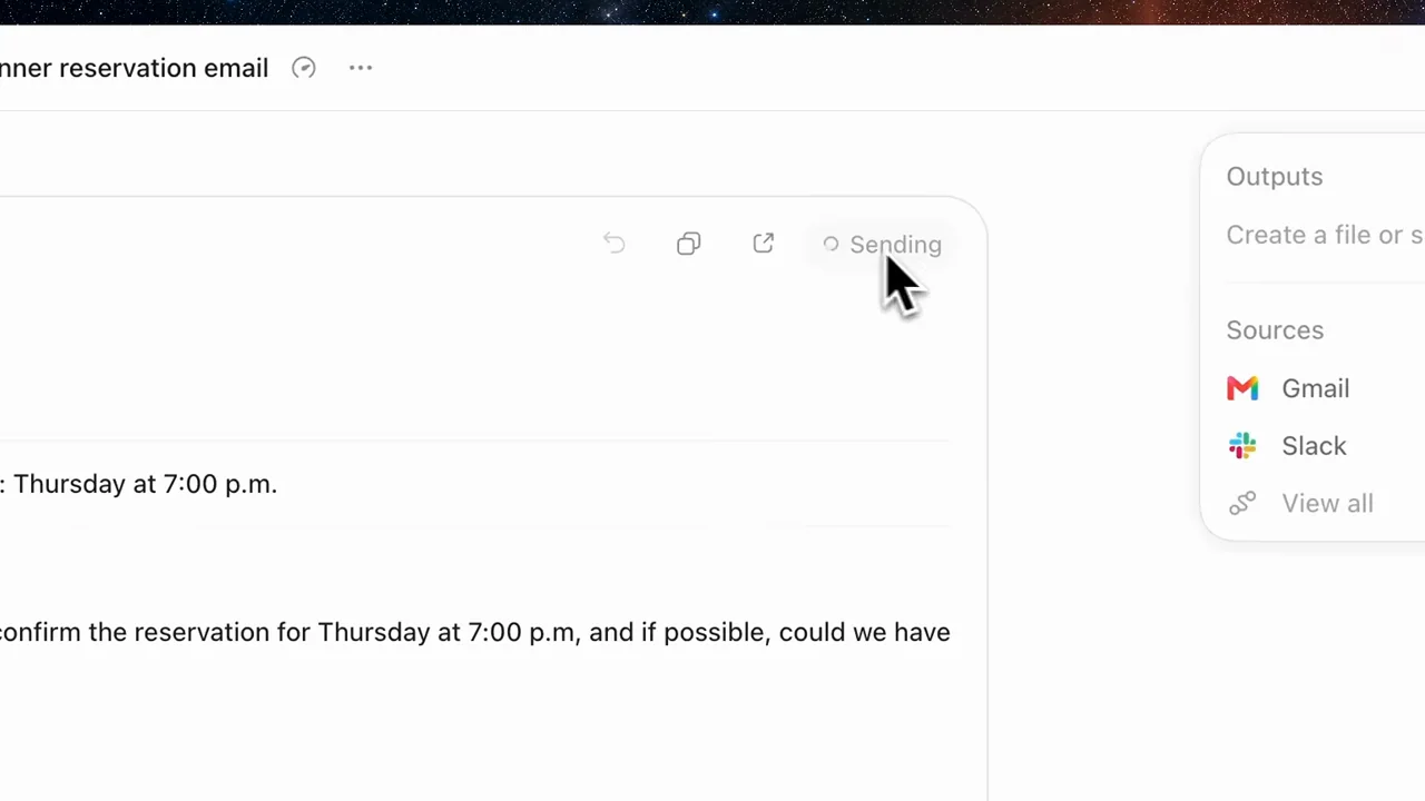 The send control is activated and a sending state appears.