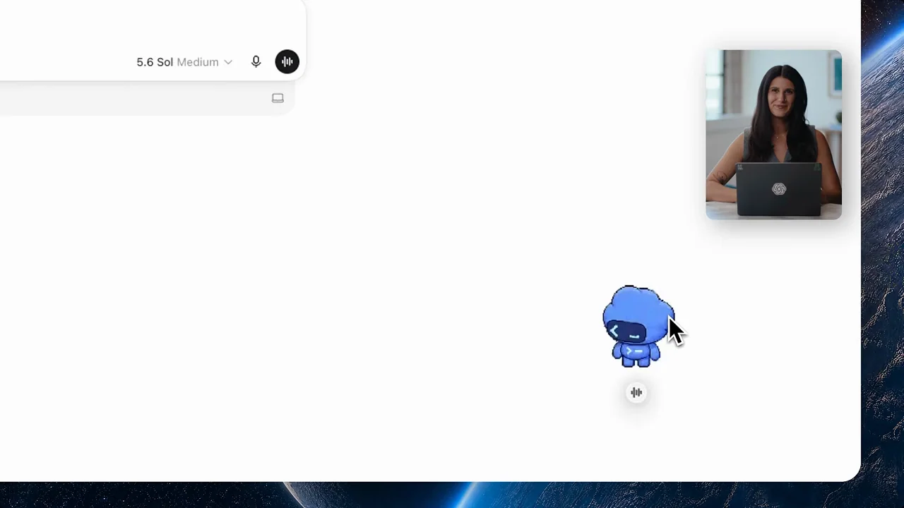 An account-menu action reveals a small desktop companion.