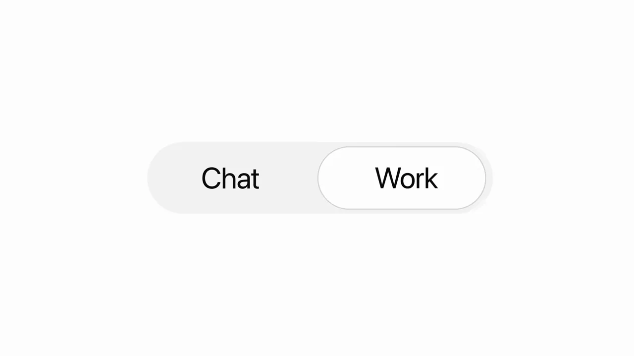 A compact segmented control selects the work mode.