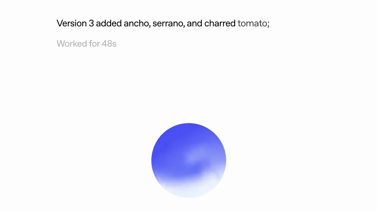 A short comparison answer returns above the larger orb.