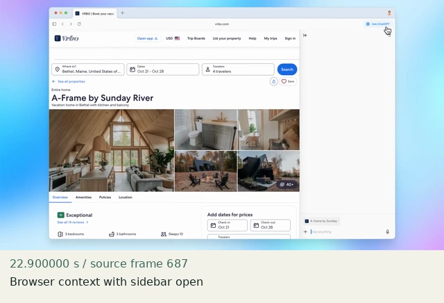 Browser context with sidebar open — source frame 687