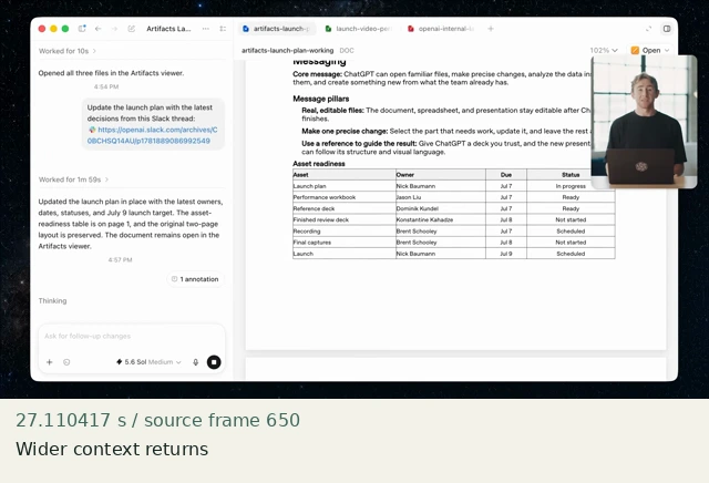 Wider context returns — source frame 650