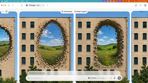 Source frame at 75.500s. Portal variations followed by train-front alternatives.