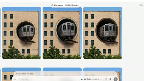 Source frame at 85.500s. Portal variations followed by train-front alternatives.