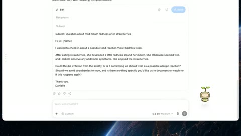 Source frame at 110.500s. Phone rating form, scheduled task, unsent email draft.